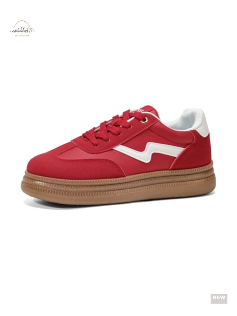 Women's Chunky Platform Sneakers Gum Sole PU Upper Casual Fashion Lace-Up